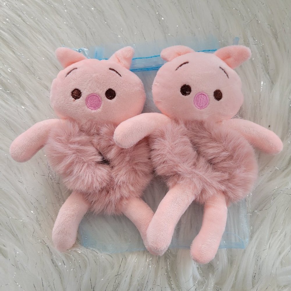 Set of 2 Plush Piggy Scrunchies